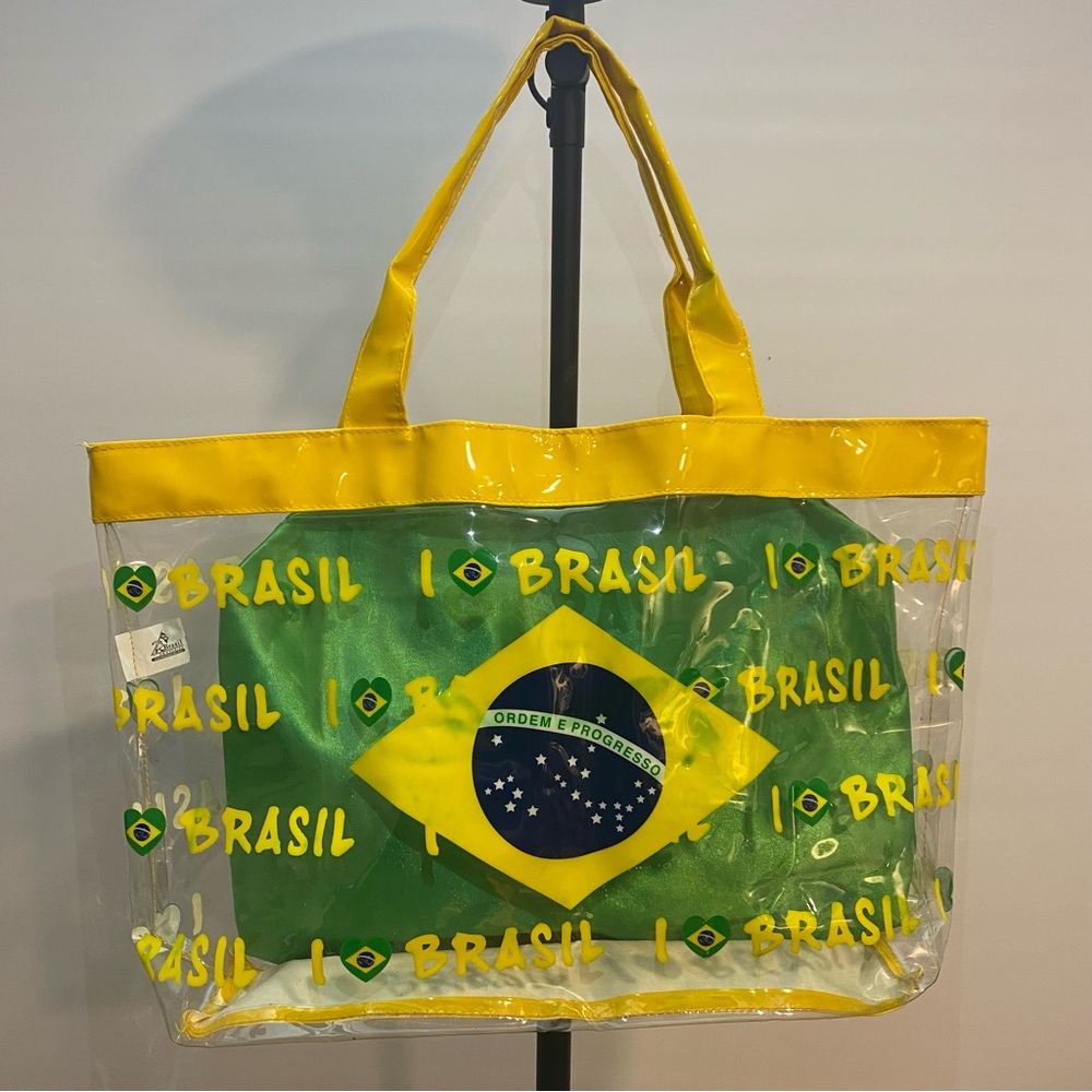 Transparent Yellow and Green Brasil Tote Bag